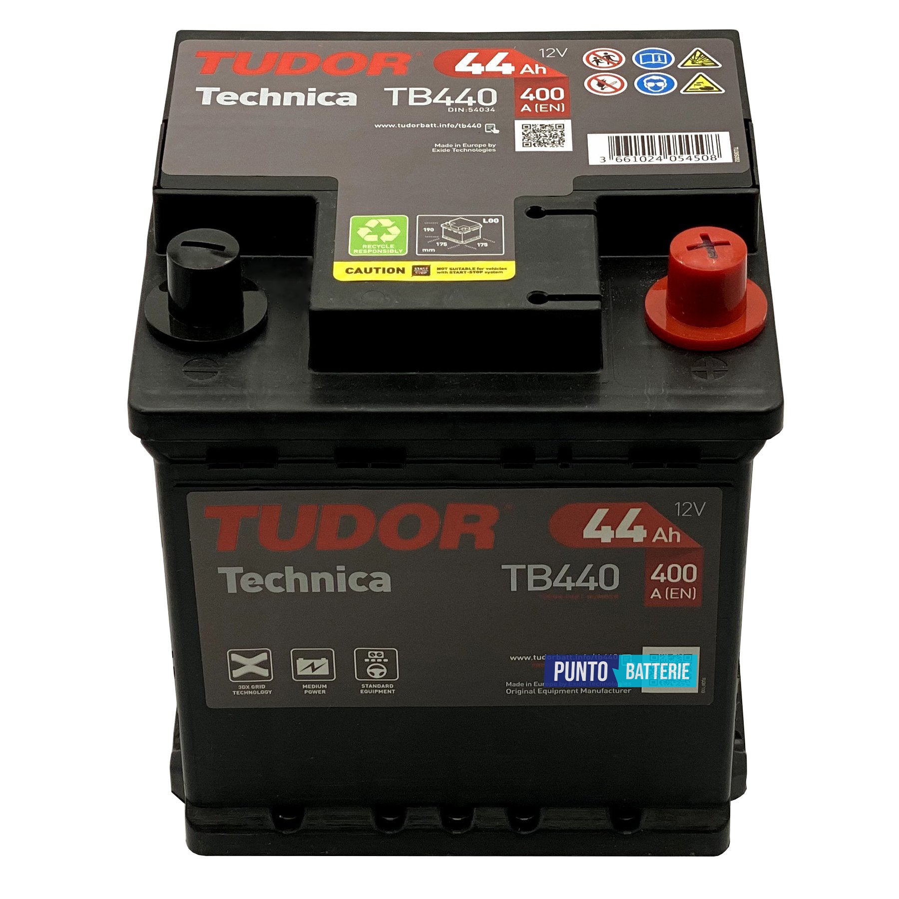 Batteria auto 44ah, 400a, 12v