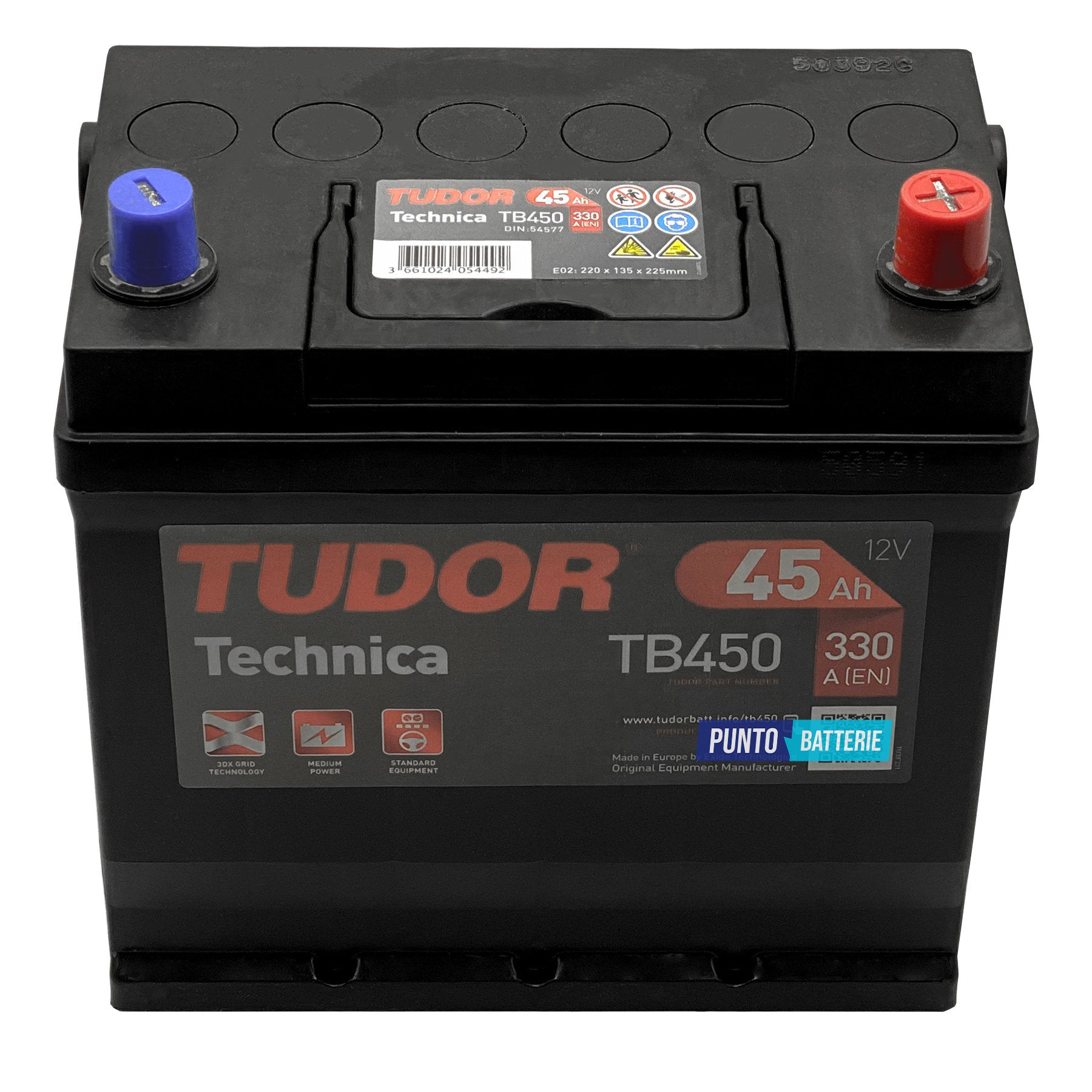 Batteria auto 45ah, 330a, 12v