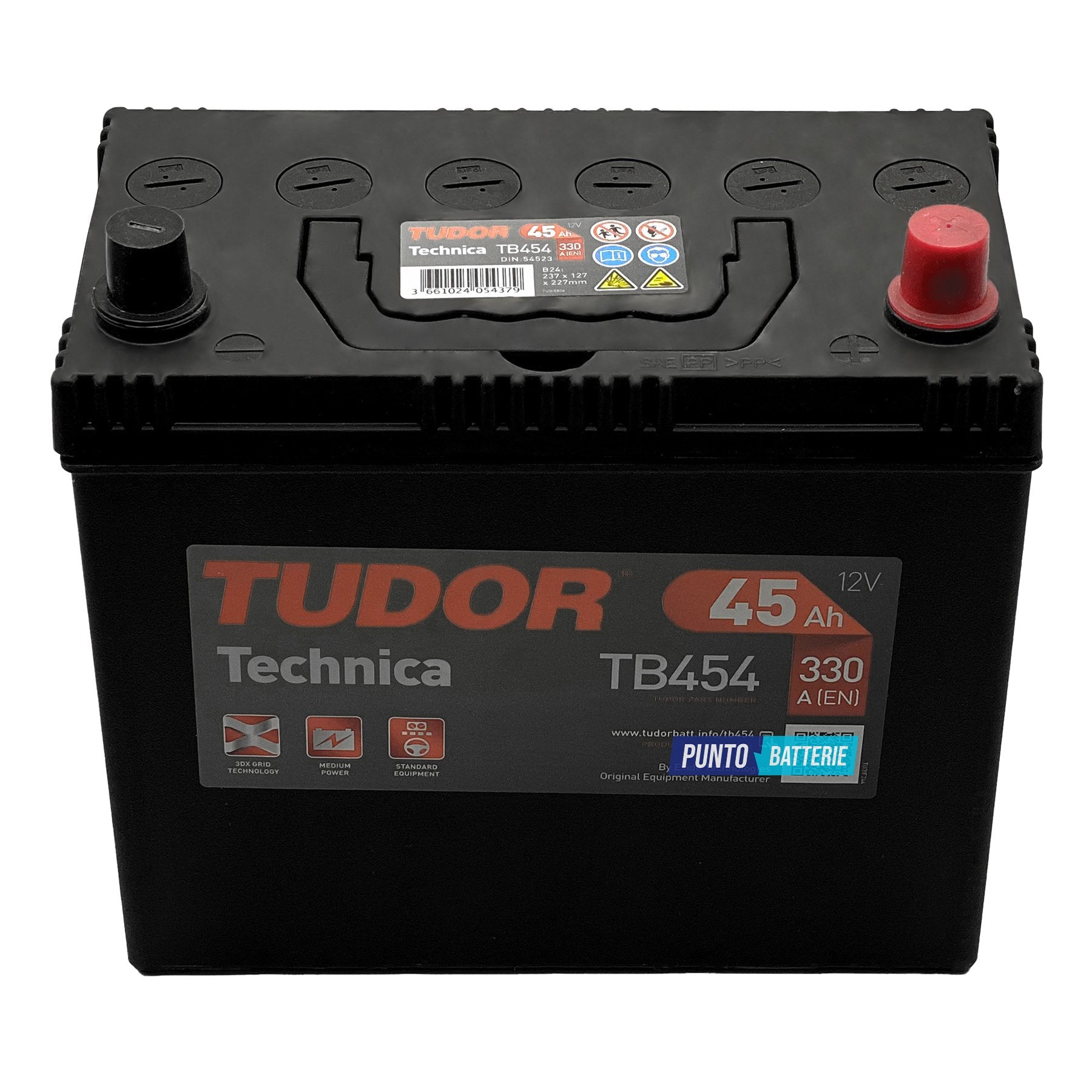 Batteria auto 45ah, 330a, 12v