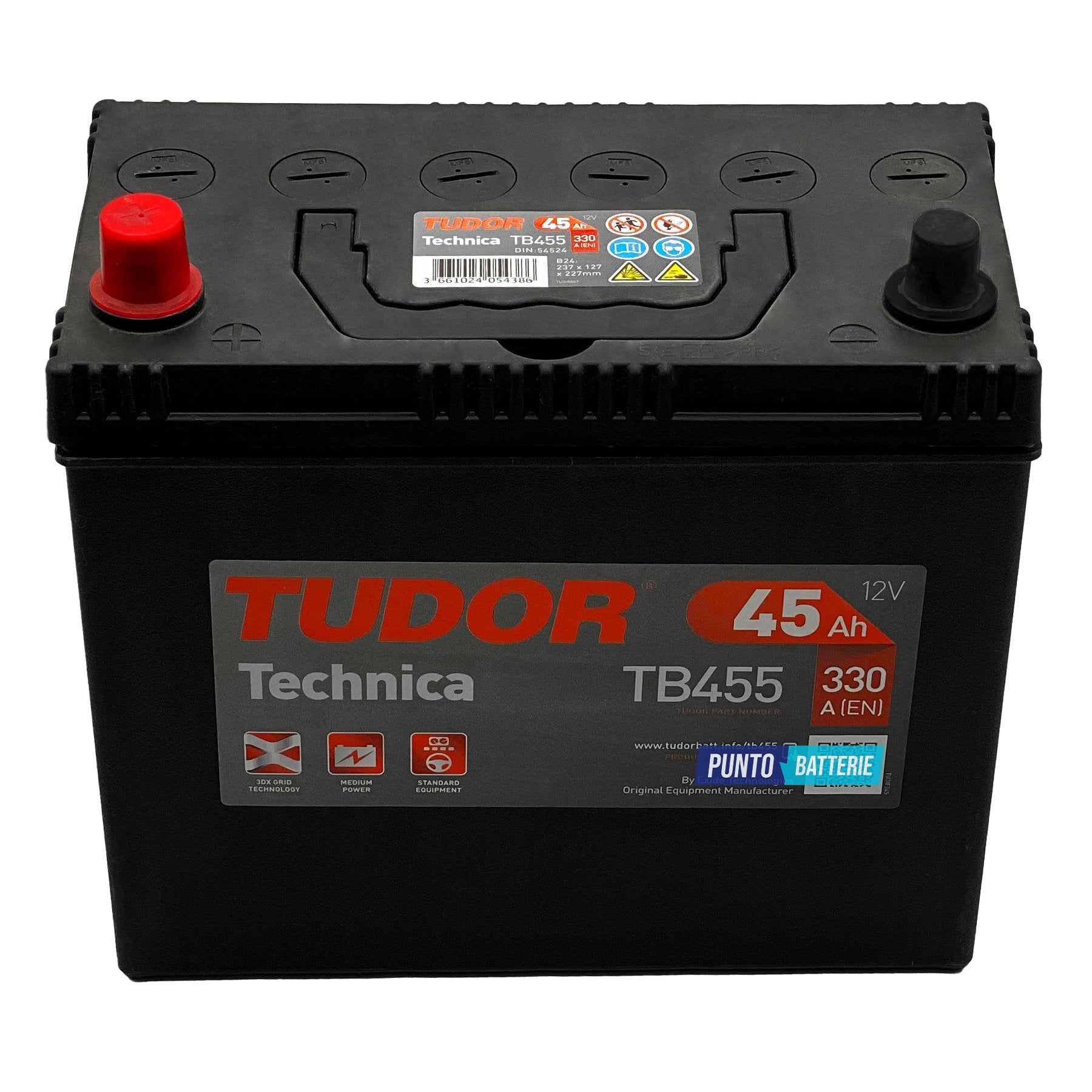 Batteria auto 45ah, 330a, 12v