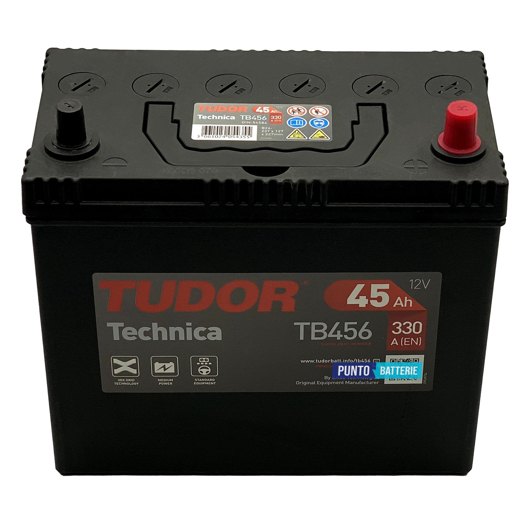 Batteria auto 45ah, 330a, 12v