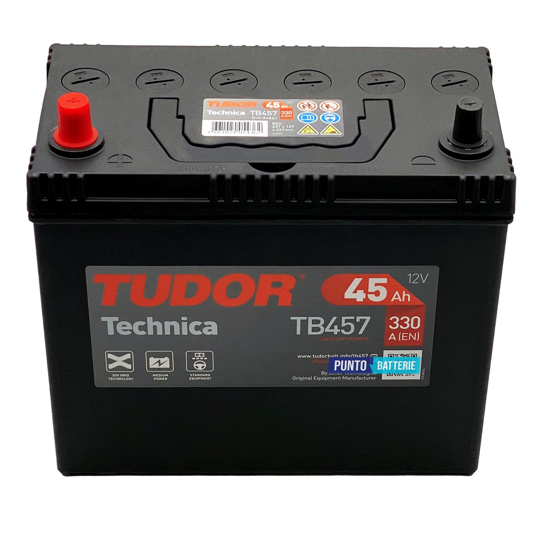 Batteria auto 45ah, 330a, 12v