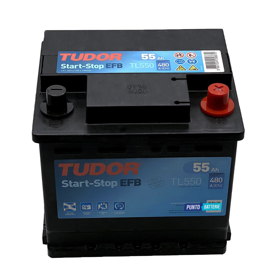 Batteria auto 55ah, 480a, 12v