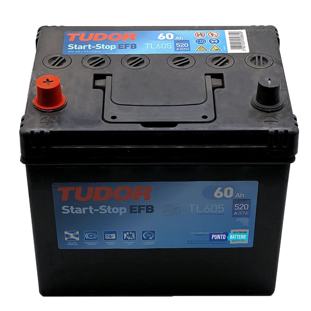 Batteria auto 60ah, 520a, 12v