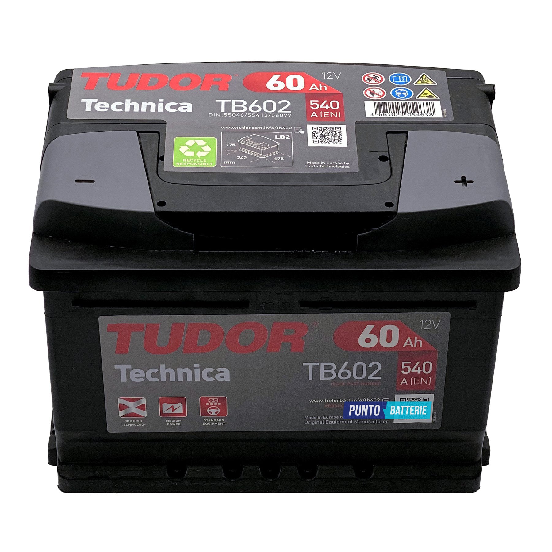 Batteria auto 60ah, 540a, 12v