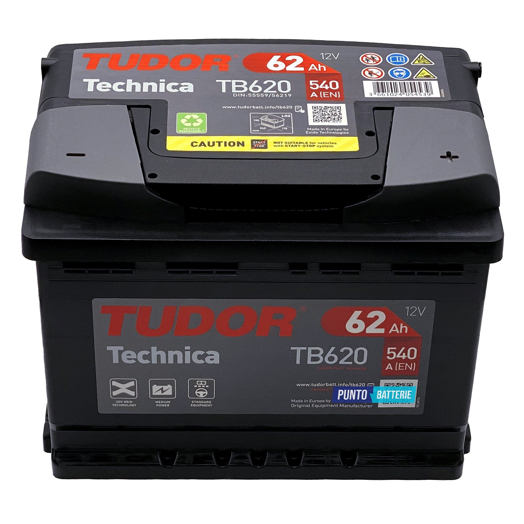 Batteria auto 62ah, 540a, 12v