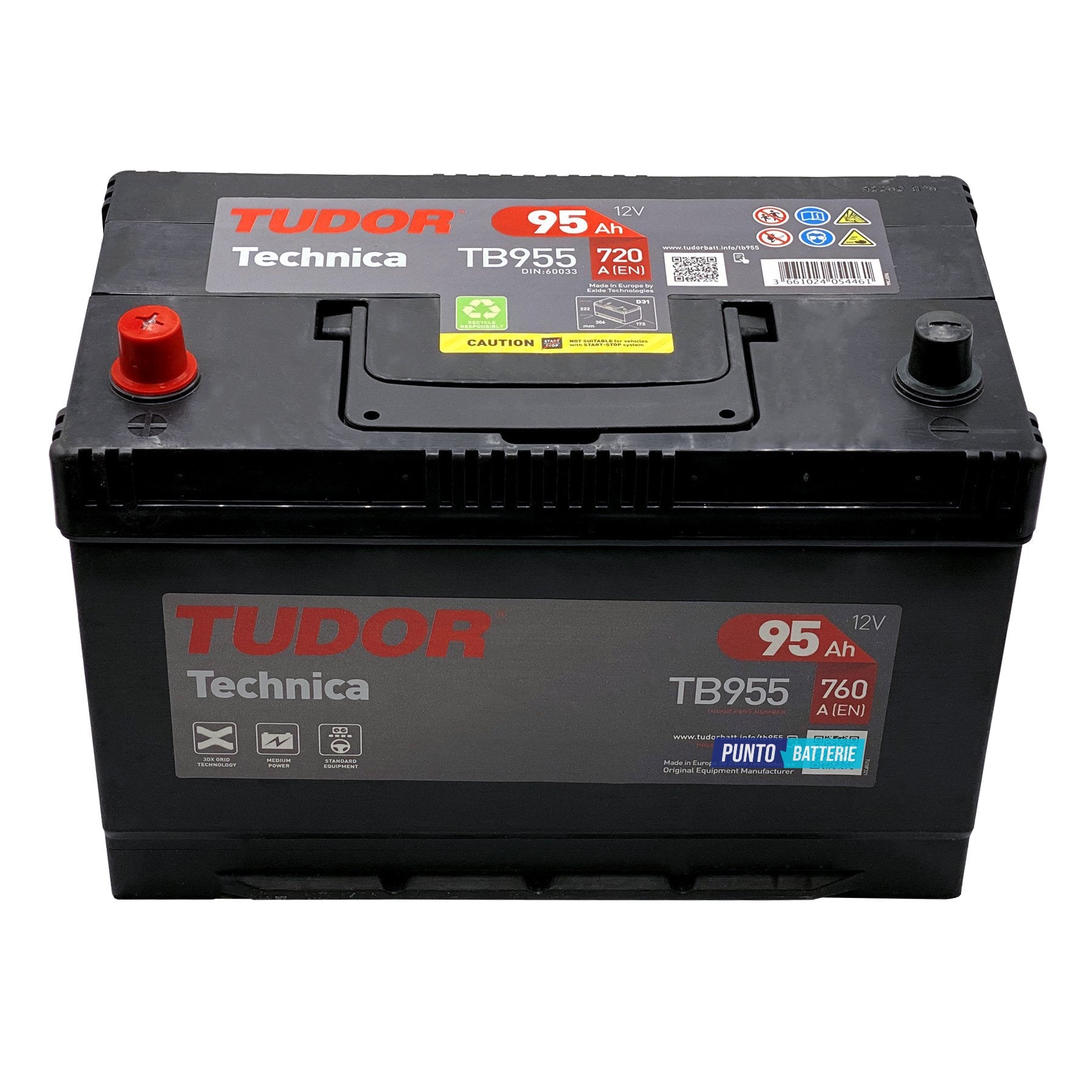 Batteria auto 95ah, 760a, 12v