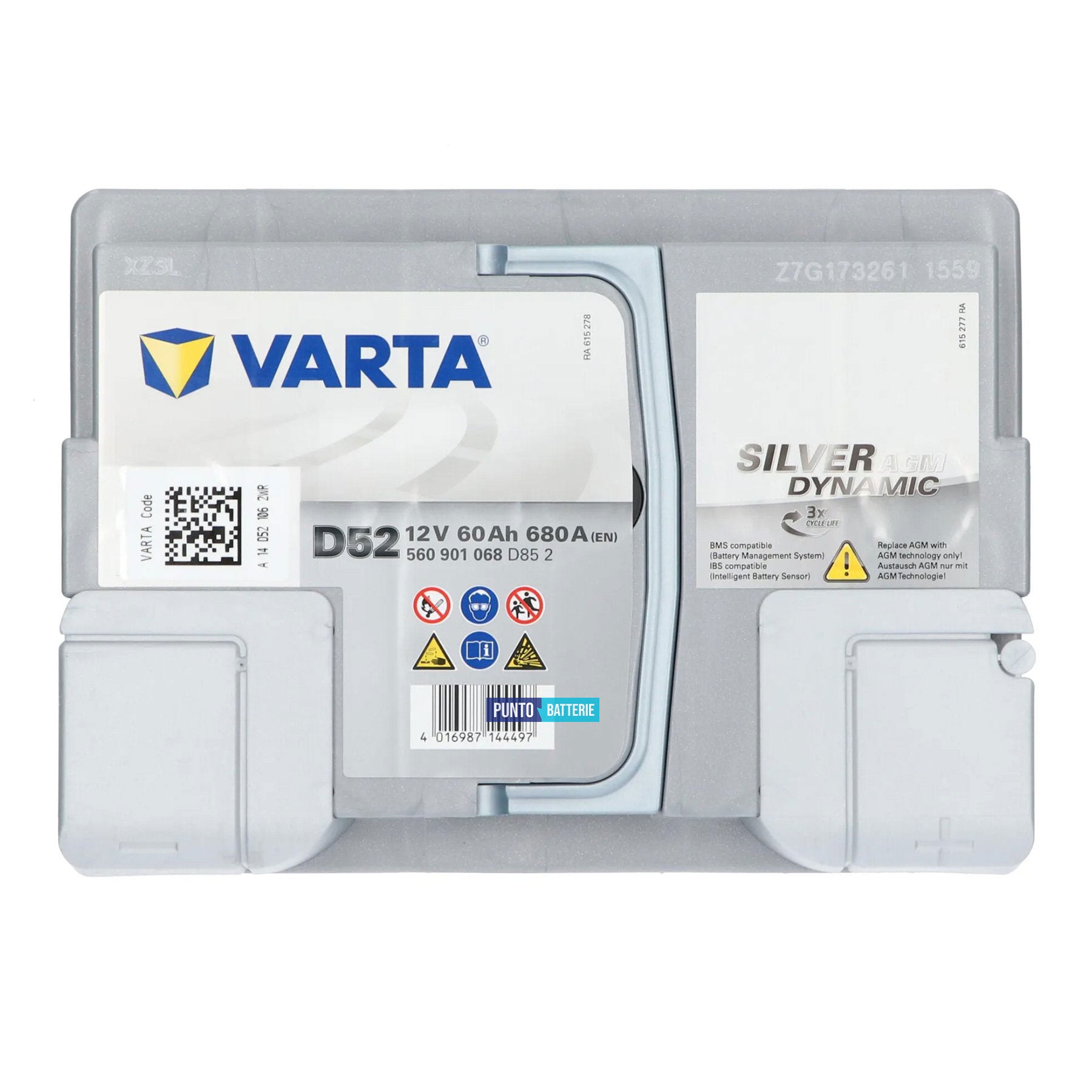 Batteria auto 60ah, 680a, 12v