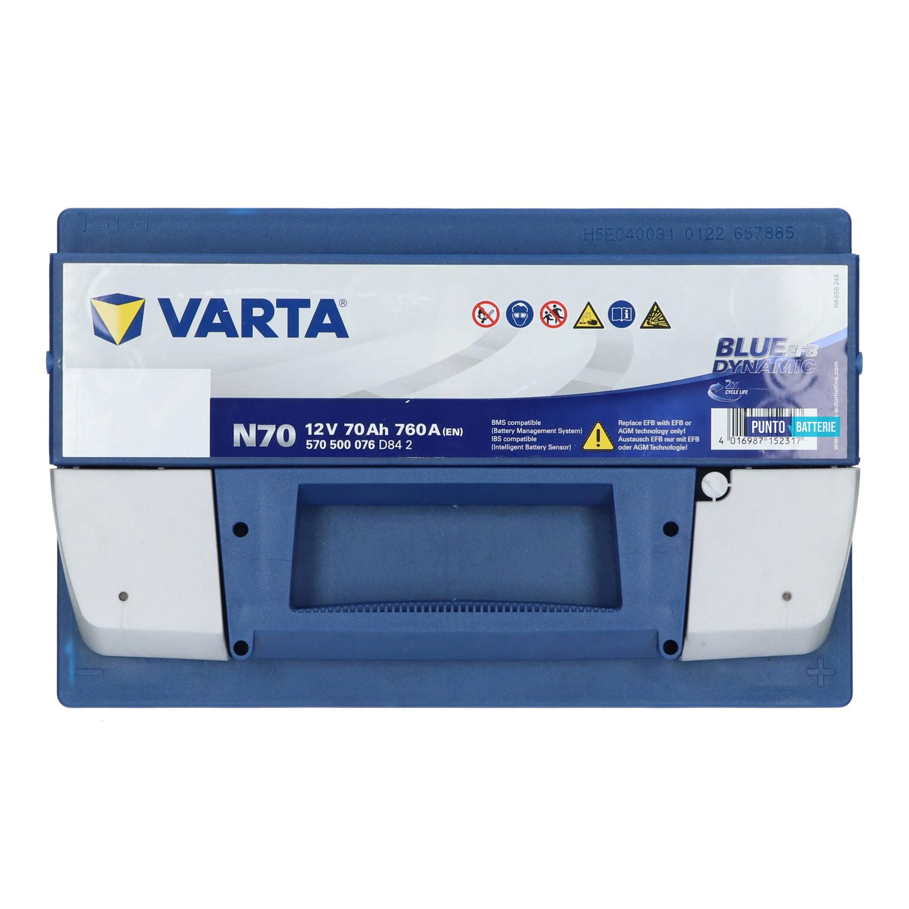 Batteria auto 70ah, 760a, 12v