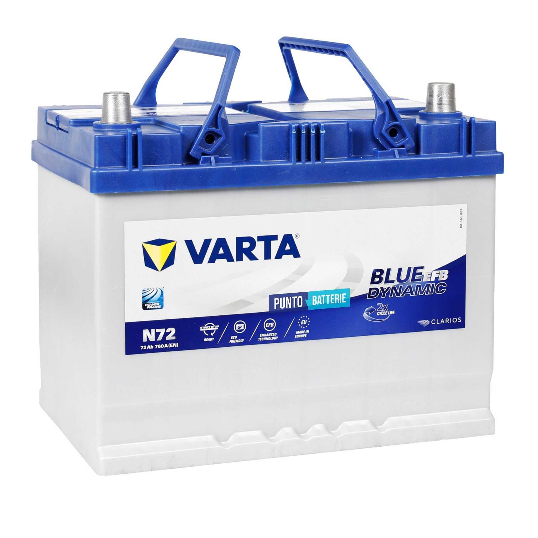 Batteria auto 72ah, 760a, 12v