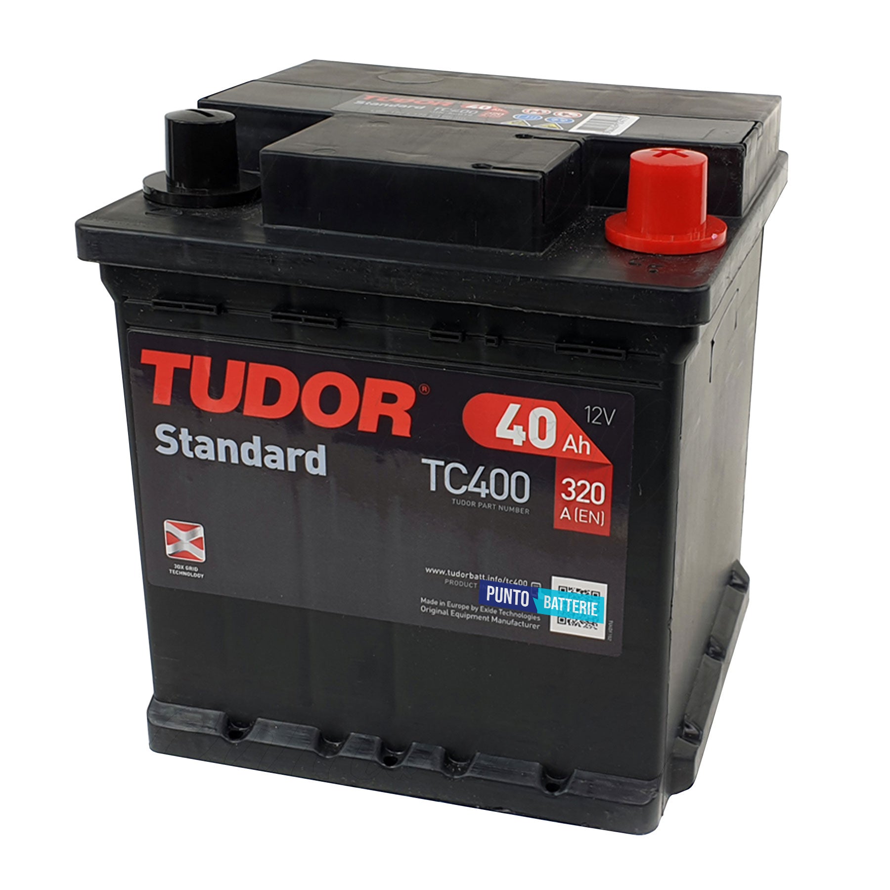 Batteria Tudor 40Ah, 12V, 320A, 175x175x190mm