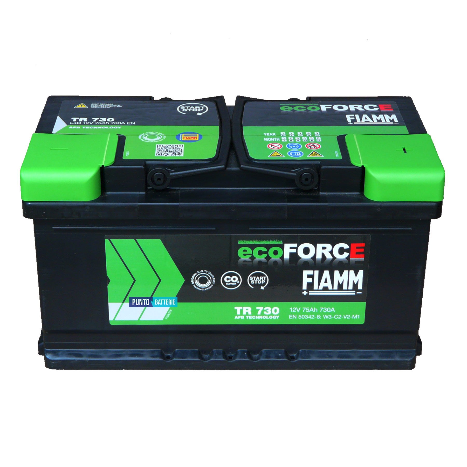 Batteria Fiamm 75Ah, 12V, 730A, 315x175x175mm, EFB