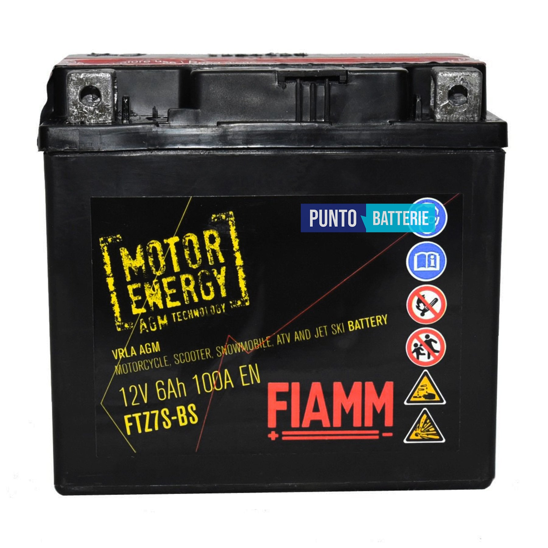 Batteria Fiamm 6Ah, 12V, 100A , 113x70x105mm