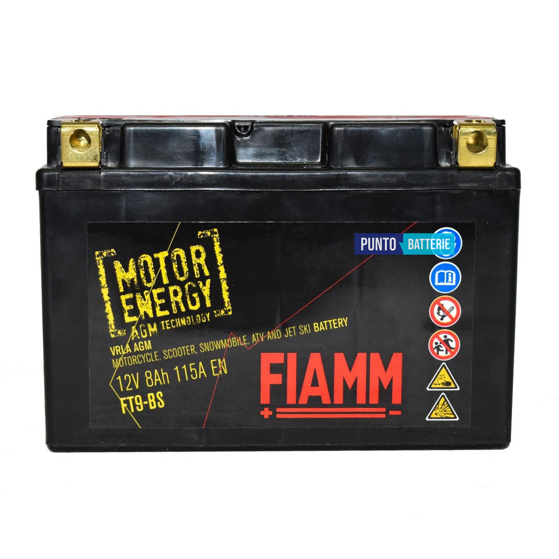 Batteria Fiamm 8Ah, 12V, 115A , 150x65x93mm