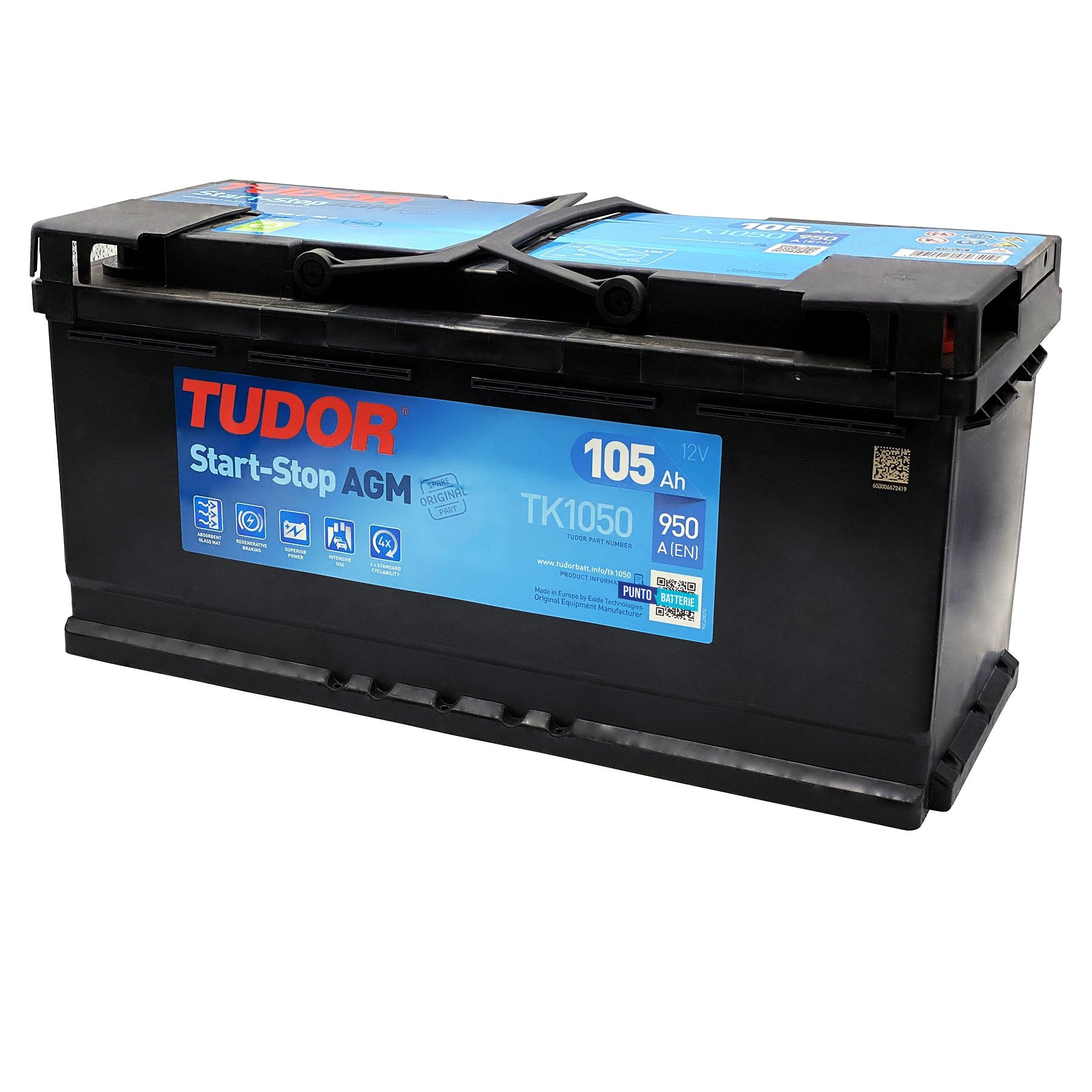 Batteria Tudor TK950 - AGM (12V, 95Ah, 850A) - Puntobatterie