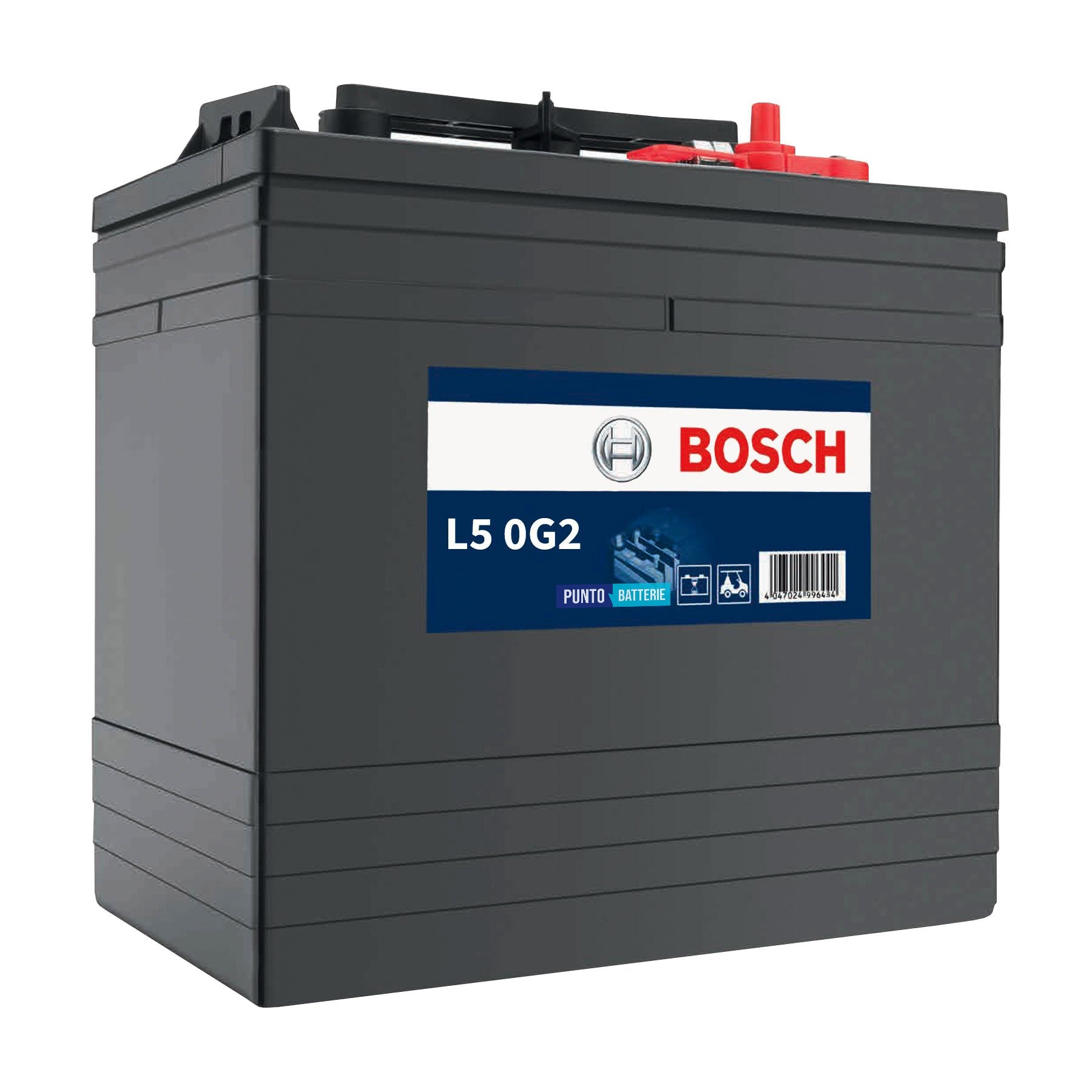 Batteria originale Bosch L5G L5 0G2, dimensioni 261 x 181 x 283, 6 volt, 216 amperora. Batteria per servizi di camper, barca e applicazioni a scarica lenta.
