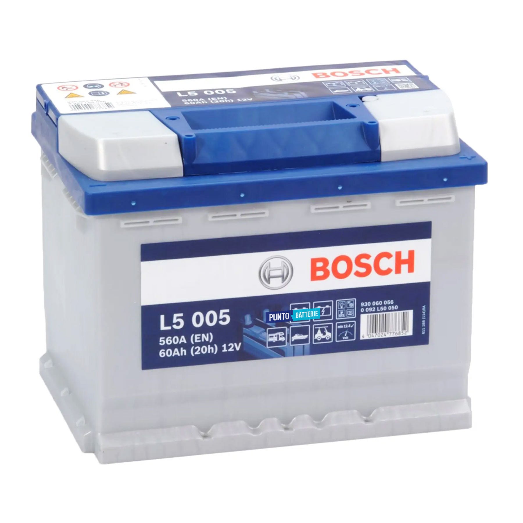 Batteria originale Bosch L5 L5 005, dimensioni 242 x 175 x 190, 12 volt, 60 amperora. Batteria per servizi di camper, barca e applicazioni a scarica lenta.