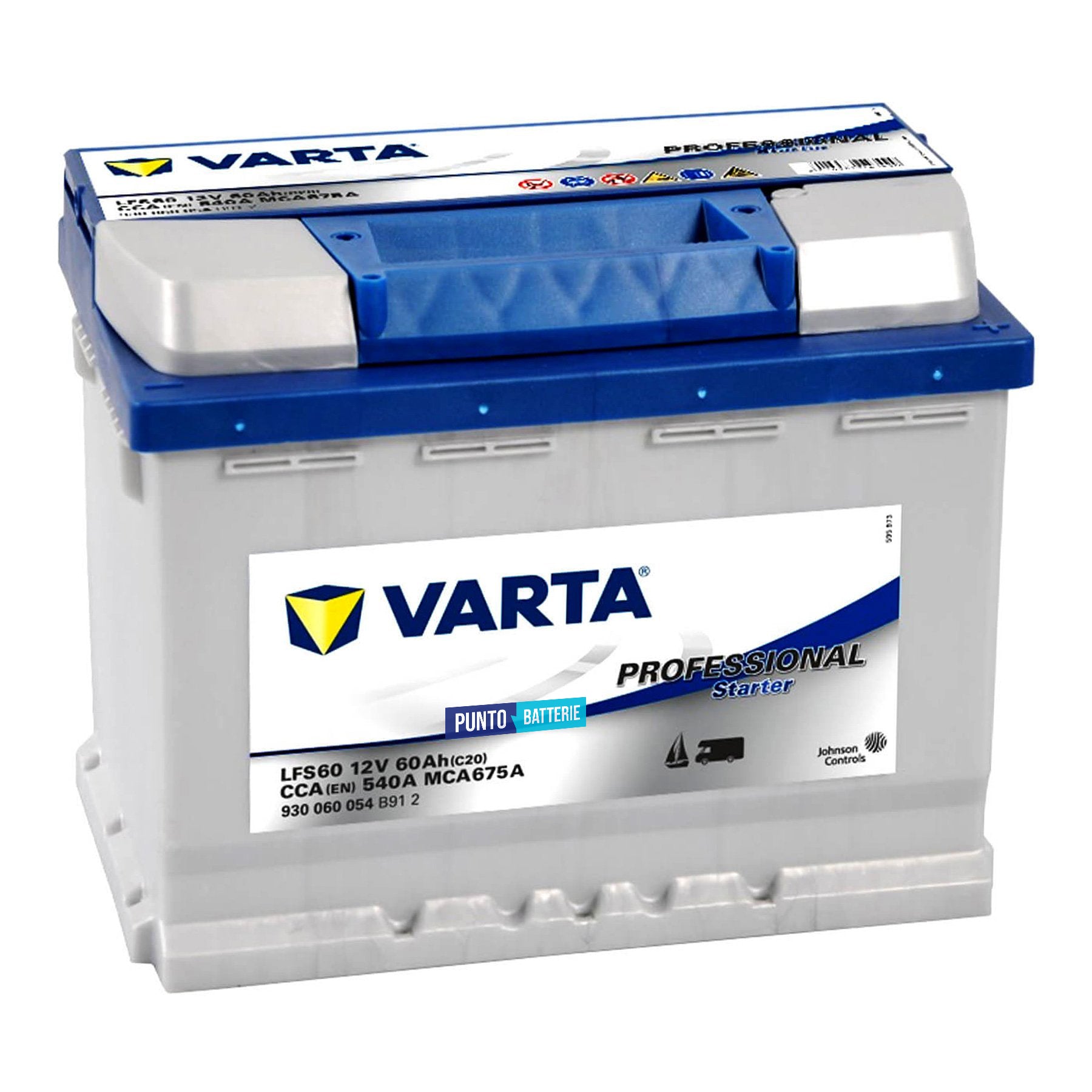 Batteria originale Varta Professional Starter LFS60, dimensioni 242 x 175 x 190, 12 volt, 60 amperora. Batteria per nautica e campeggio.