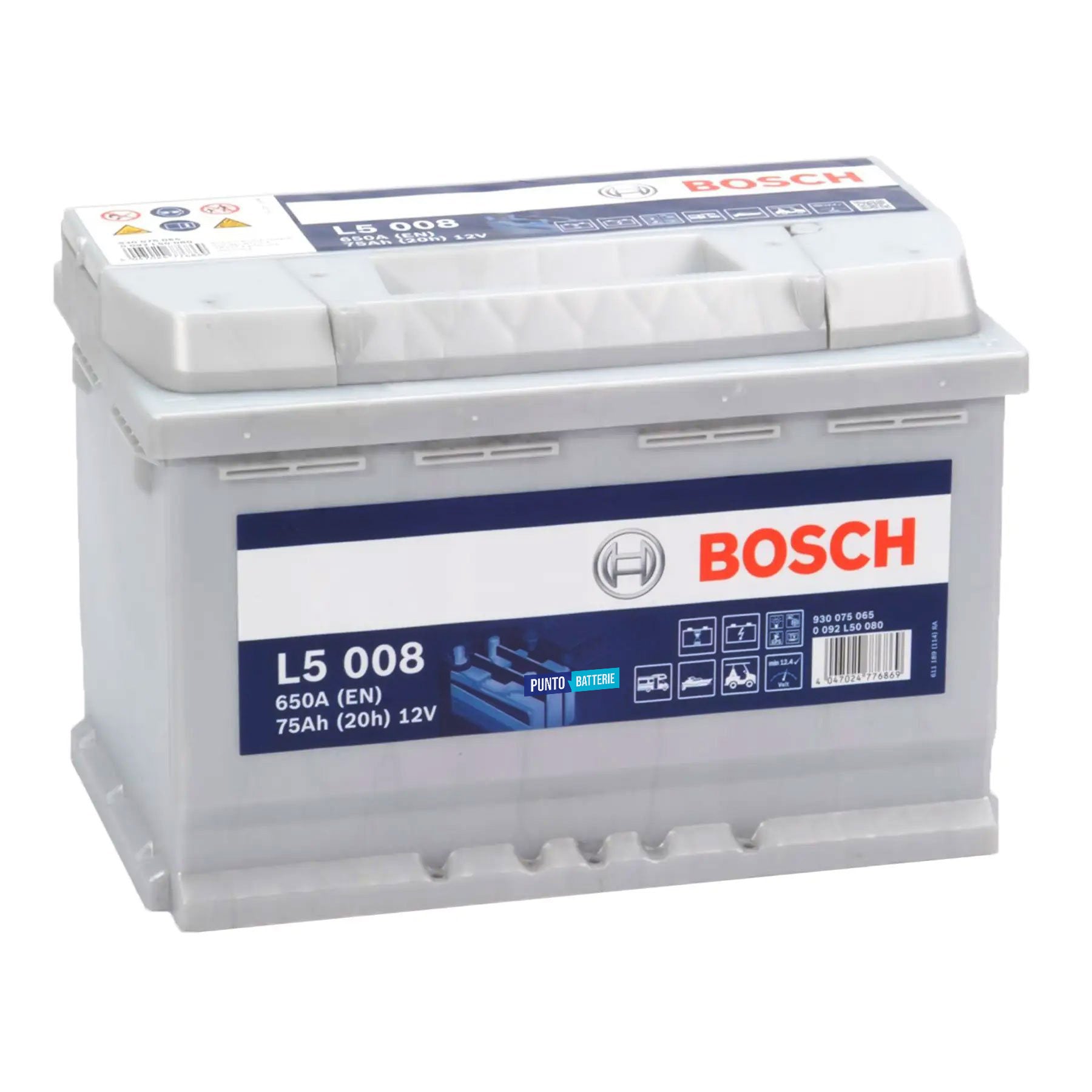 Batteria originale Bosch L5 L5 008, dimensioni 278 x 175 x 190, 12 volt, 75 amperora. Batteria per servizi di camper, barca e applicazioni a scarica lenta.