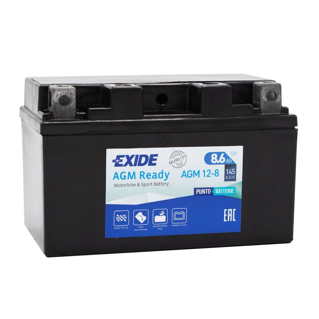Batteria Exide AGM12-8 - AGM Ready (12V, 8.6Ah, 145A) - Puntobatterie