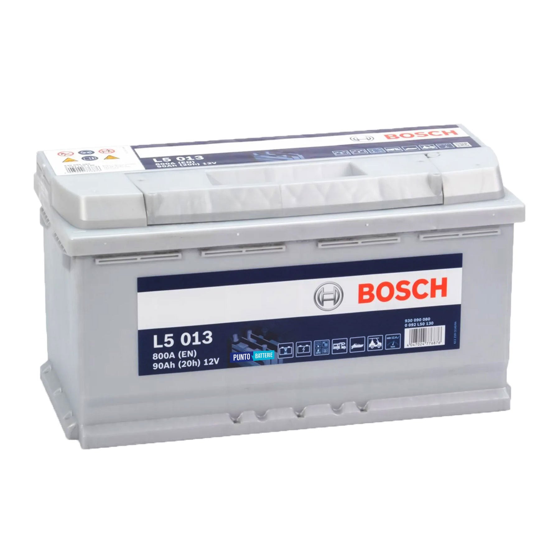 Batteria originale Bosch L5 L5 013, dimensioni 353 x 175 x 190, 12 volt, 90 amperora. Batteria per servizi di camper, barca e applicazioni a scarica lenta.