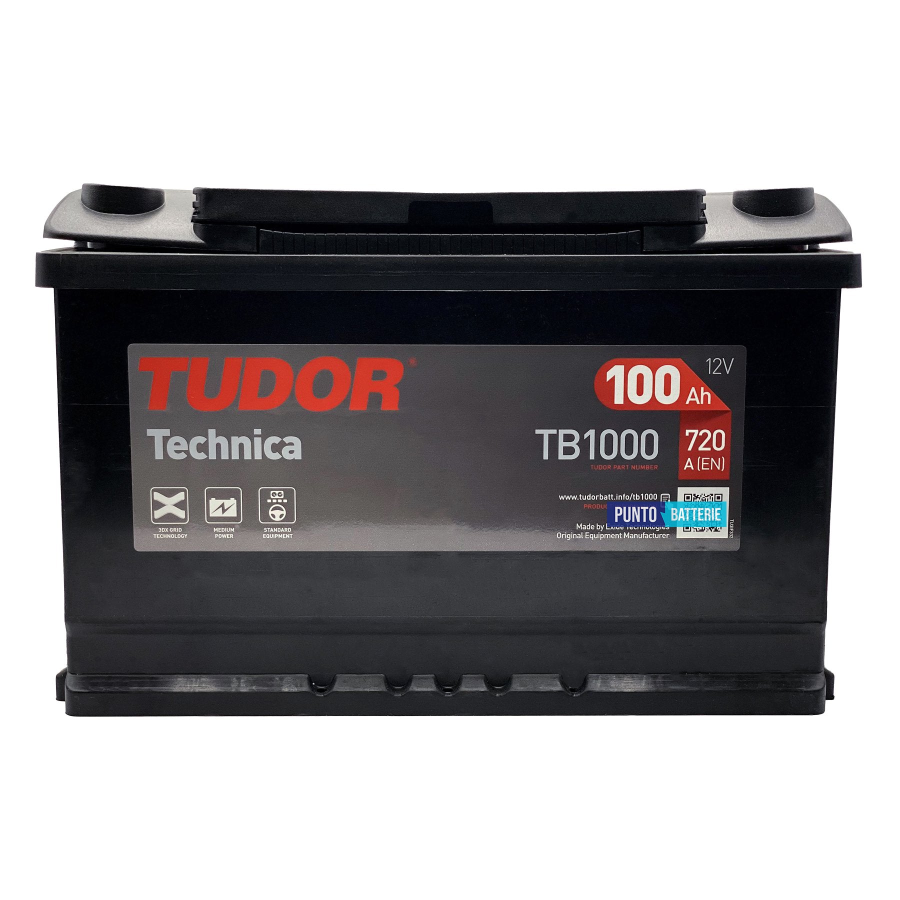 Batteria Tudor 100Ah, 12V, 720A, 315x175x205mm