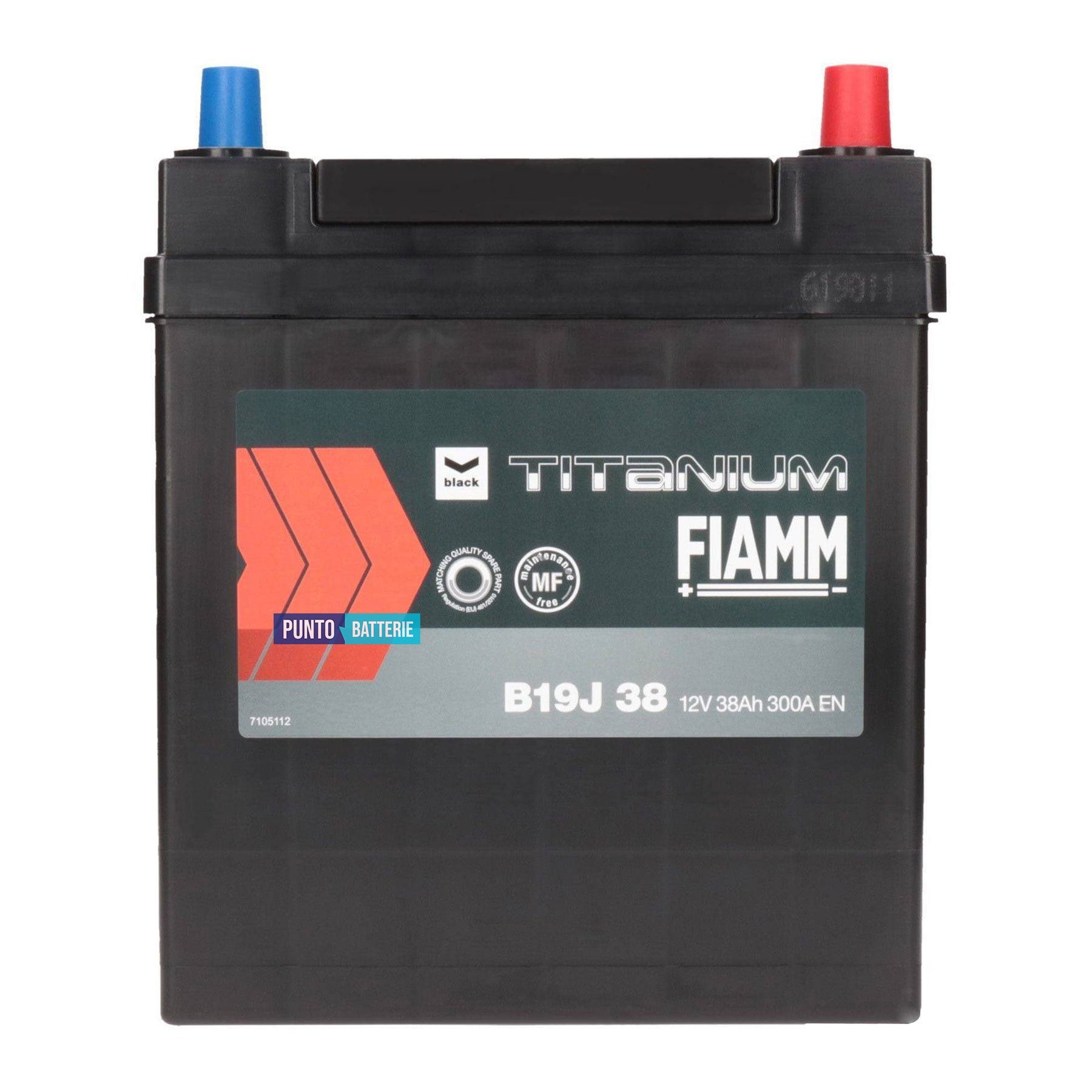 Batteria Fiamm 38Ah, 12V, 300A, 187x127x220mm
