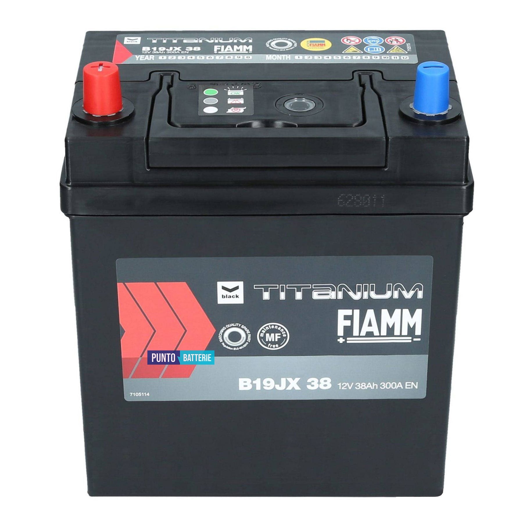 Batteria Fiamm 38Ah, 12V, 300A, 187x127x220mm