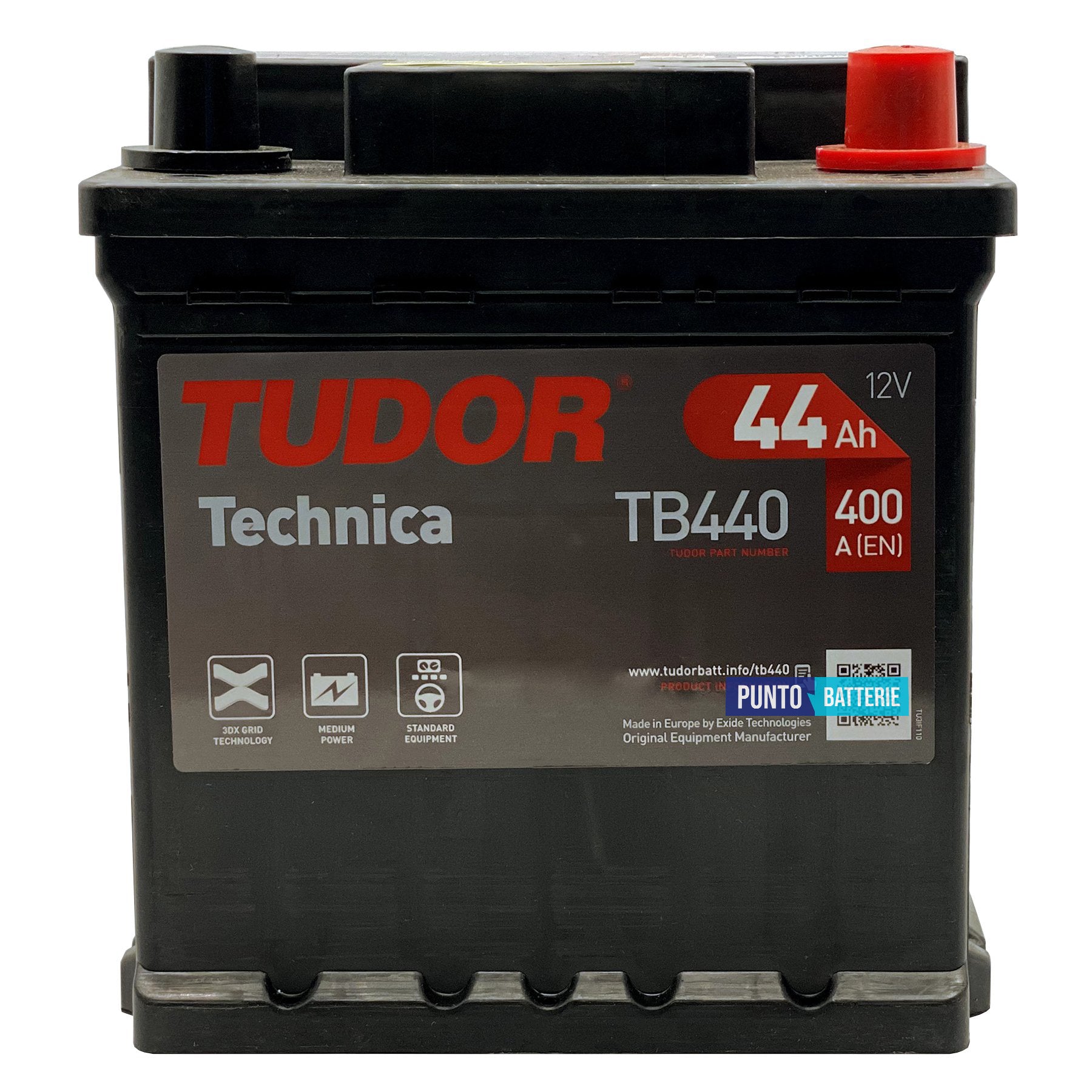 Batteria Tudor 44Ah, 12V, 400A, 175x175x190mm