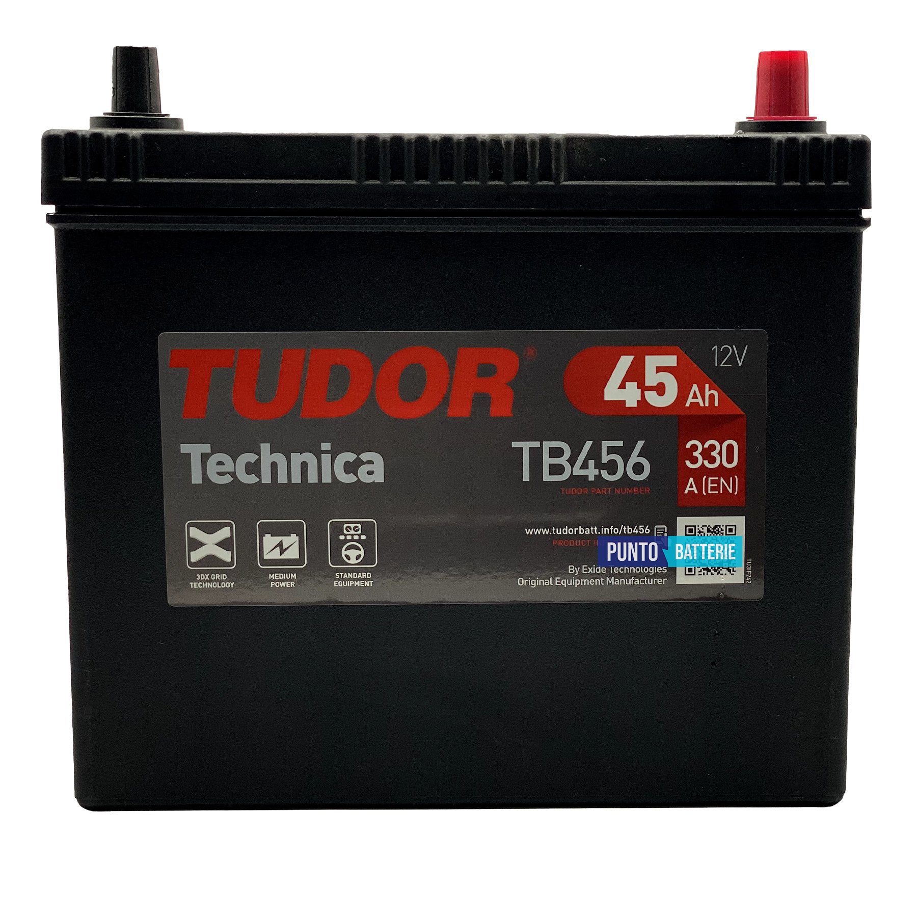 Batteria Tudor 45Ah, 12V, 330A, 237x127x227mm