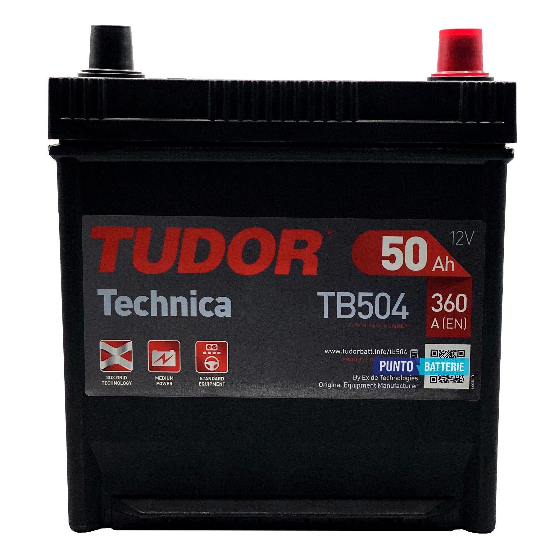 Batteria Tudor 50Ah, 12V, 360A, 200x173x222mm