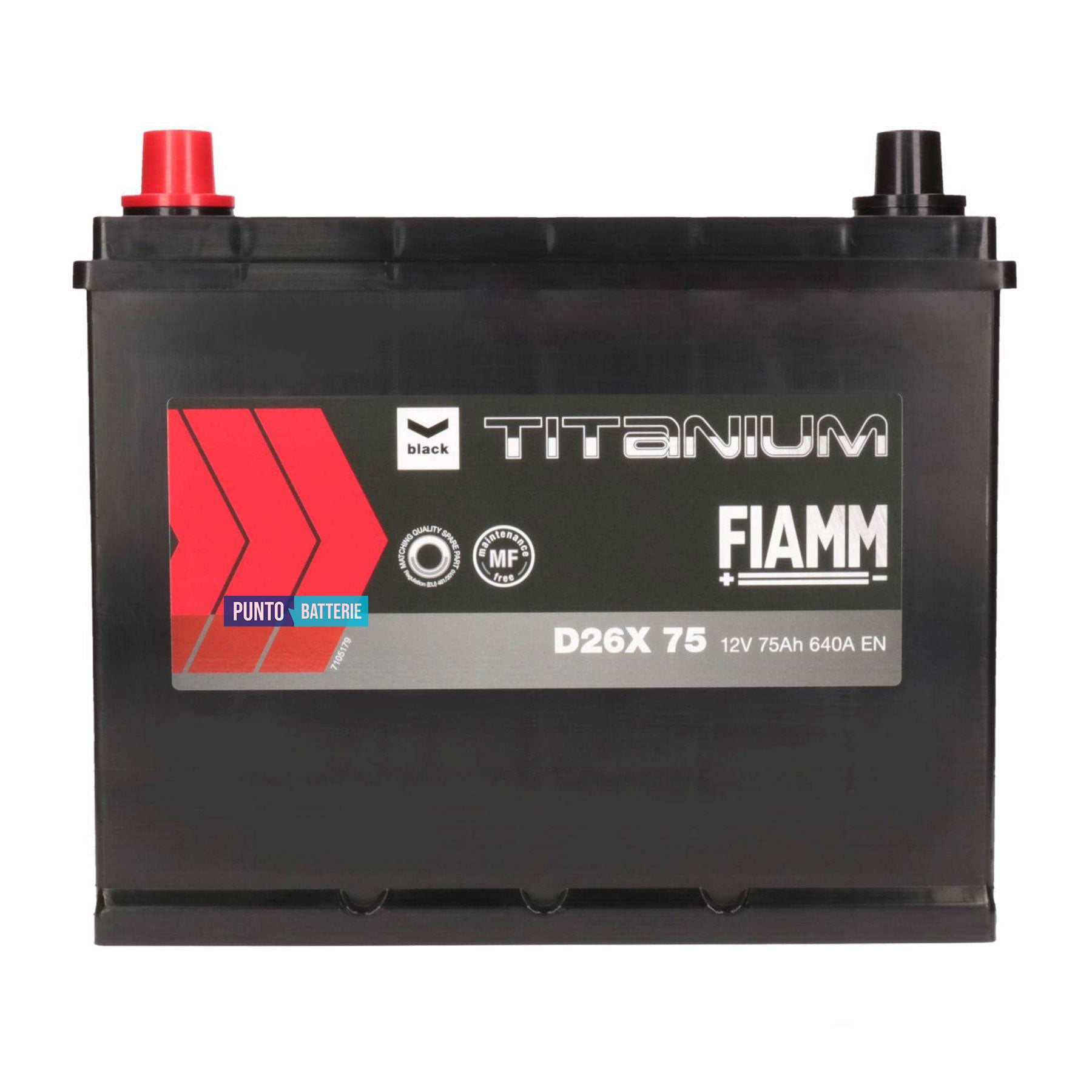 Batteria Fiamm 75Ah, 12V, 640A, 259x178x221mm