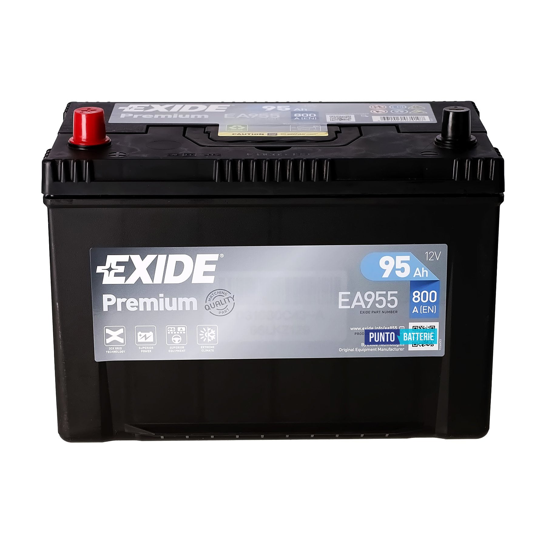 Batteria Exide 95Ah, 12V, 800A, 306x173x222mm