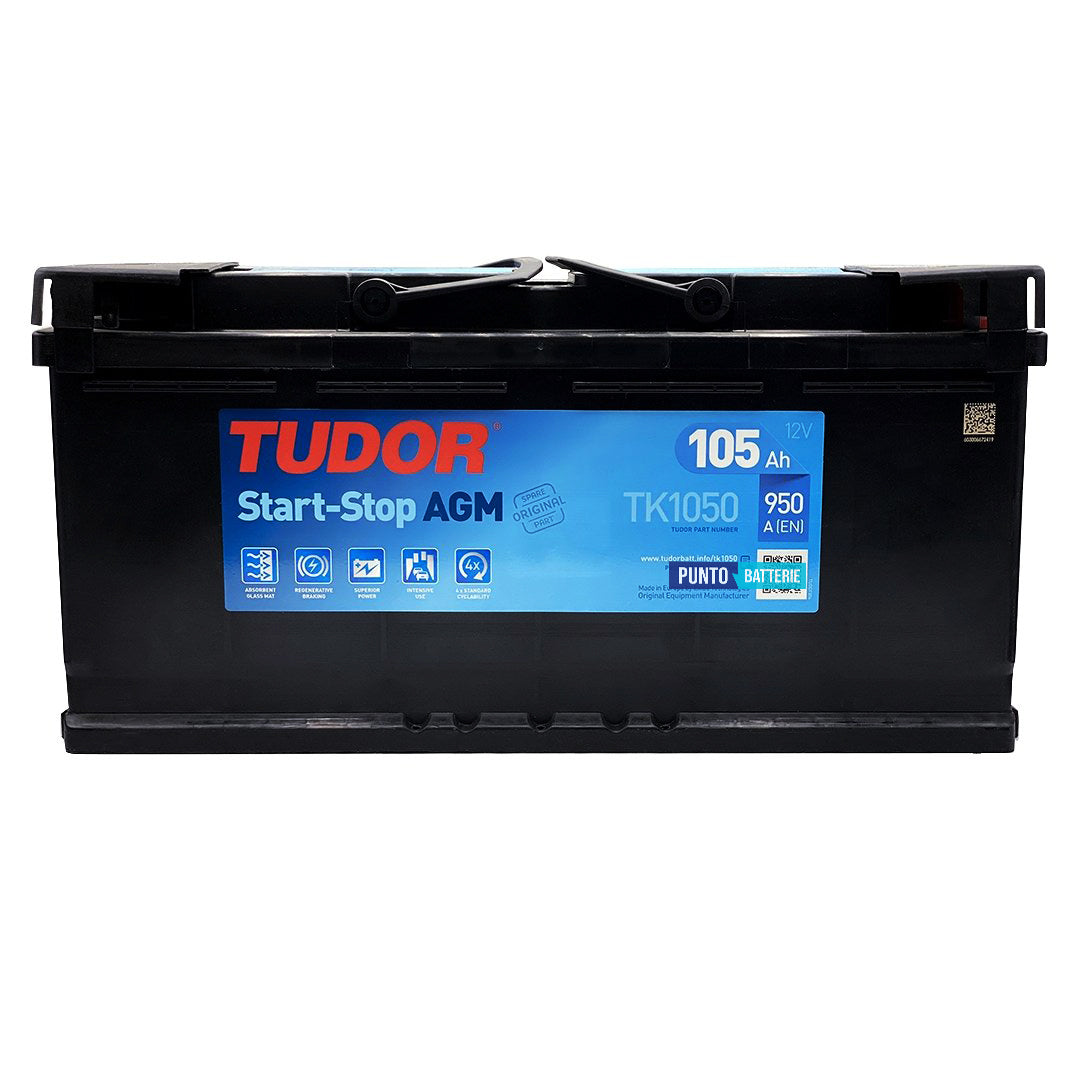 Batteria Tudor 105Ah, 12V, 950A, 392x175x190mm, AGM