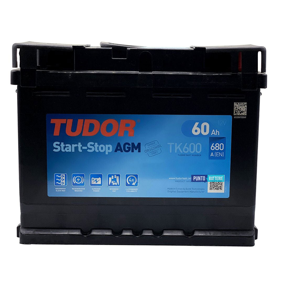 Batteria Tudor 60Ah, 12V, 680A, 242x175x190mm, AGM