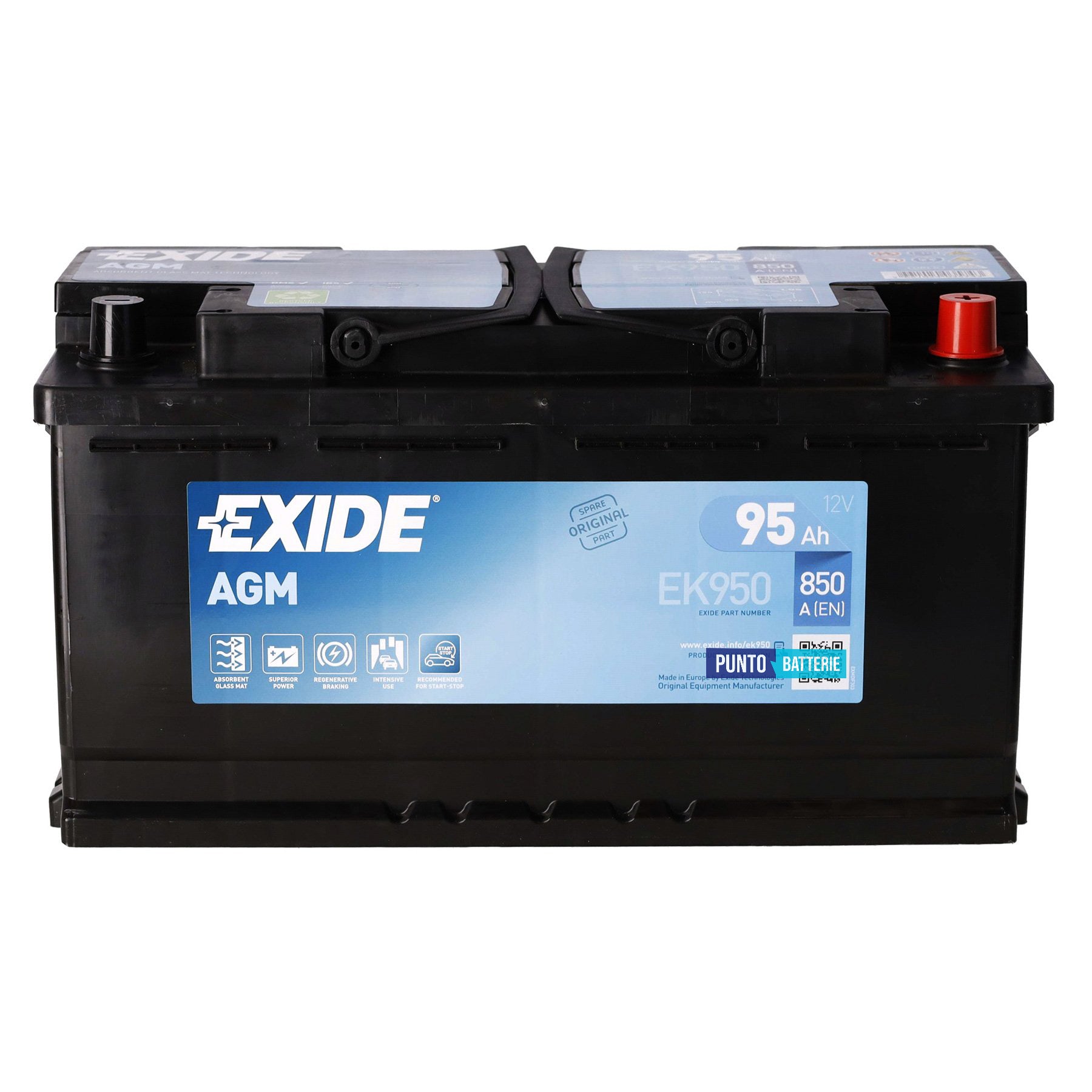 Batteria Exide 95Ah, 12V, 850A, 353x175x190mm, AGM
