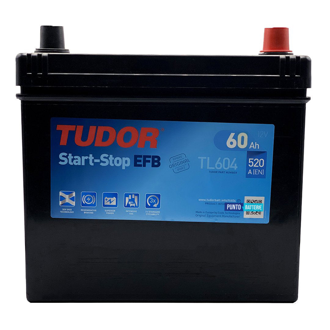 Batteria Tudor 60Ah, 12V, 520A, 230x173x222mm, EFB