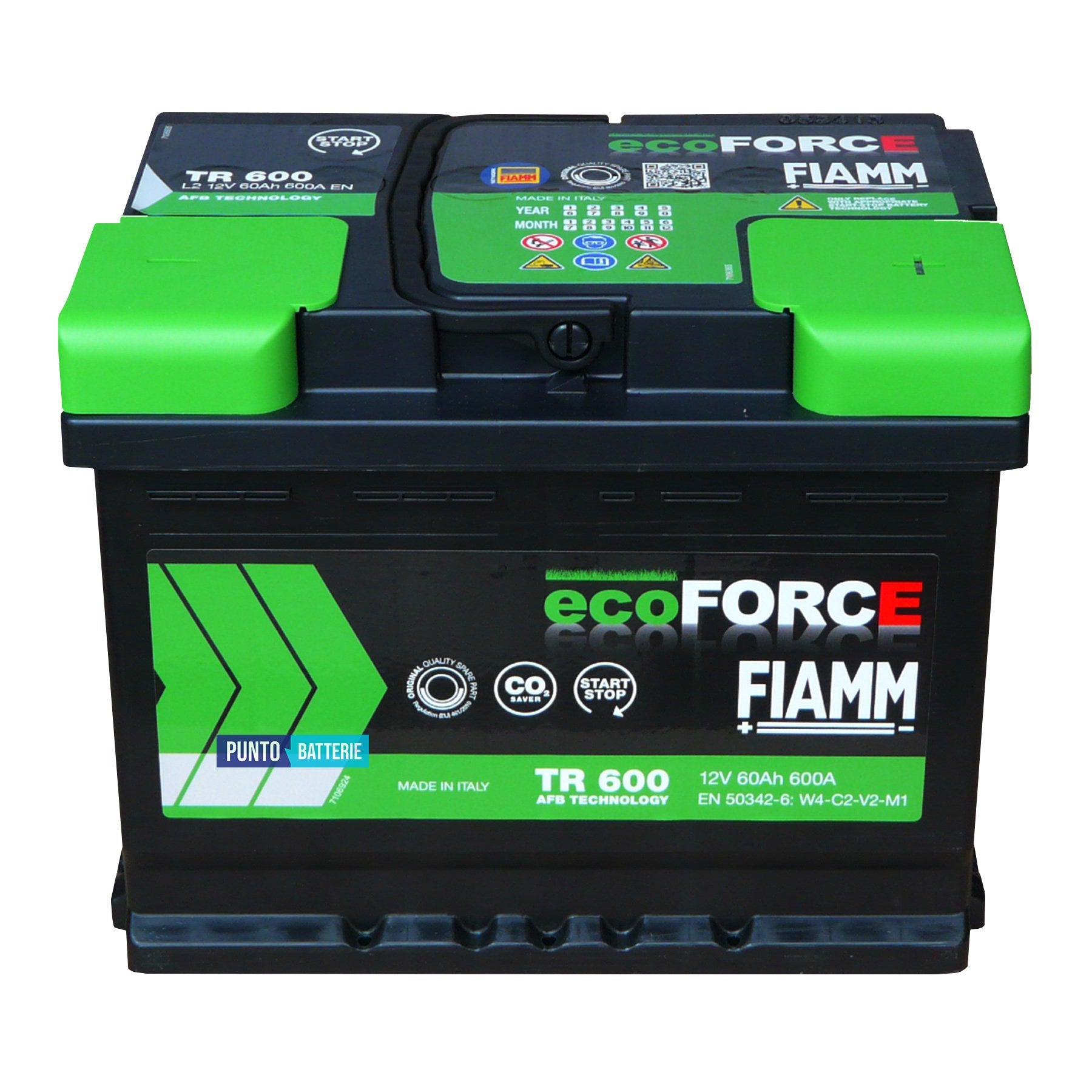 Batteria Fiamm 60Ah, 12V, 600A, 242x175x190mm, EFB