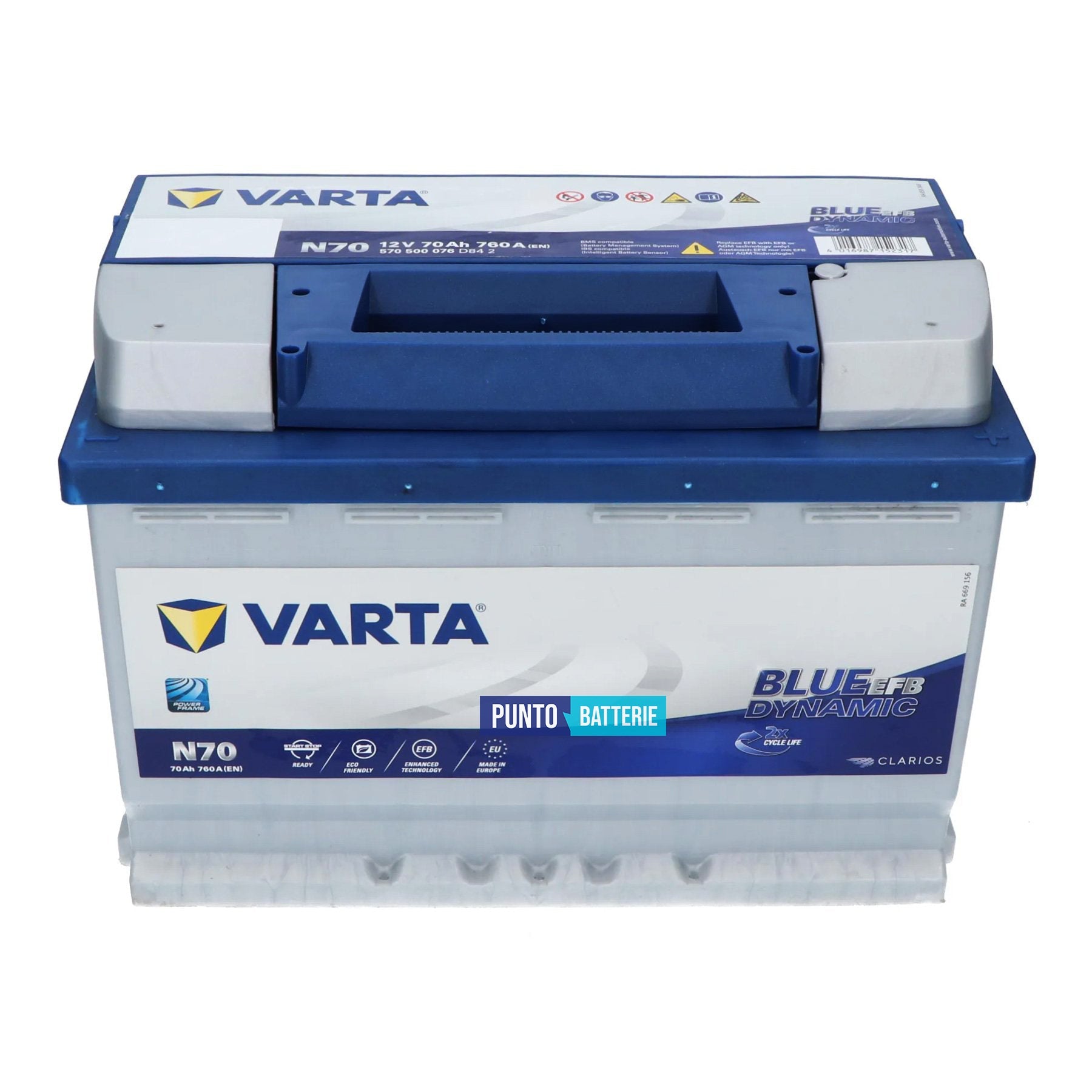 Batteria Varta 70Ah, 12V, 760A, 278x175x190mm, EFB
