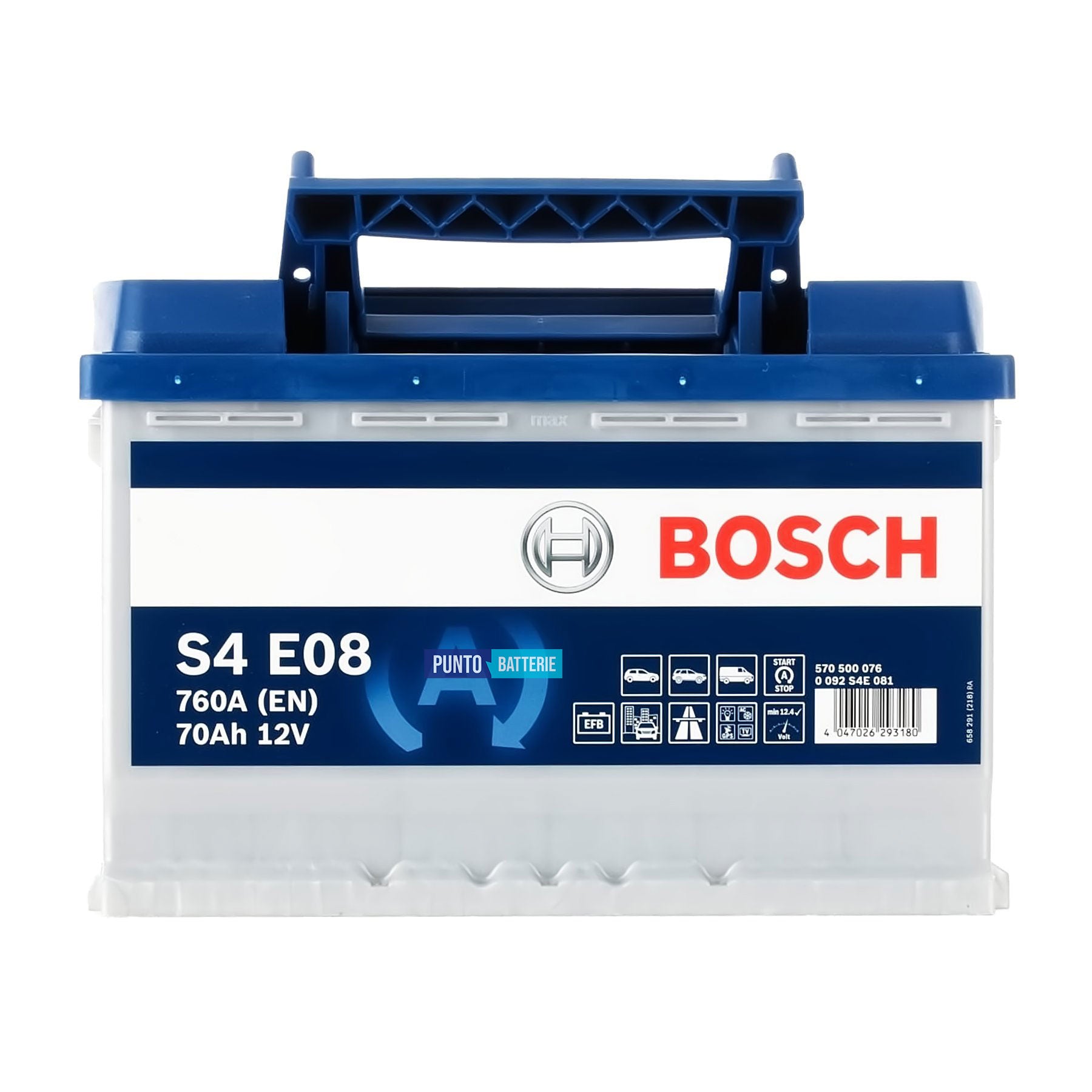Batteria Bosch 70Ah, 12V, 760A, 278x175x190mm, EFB