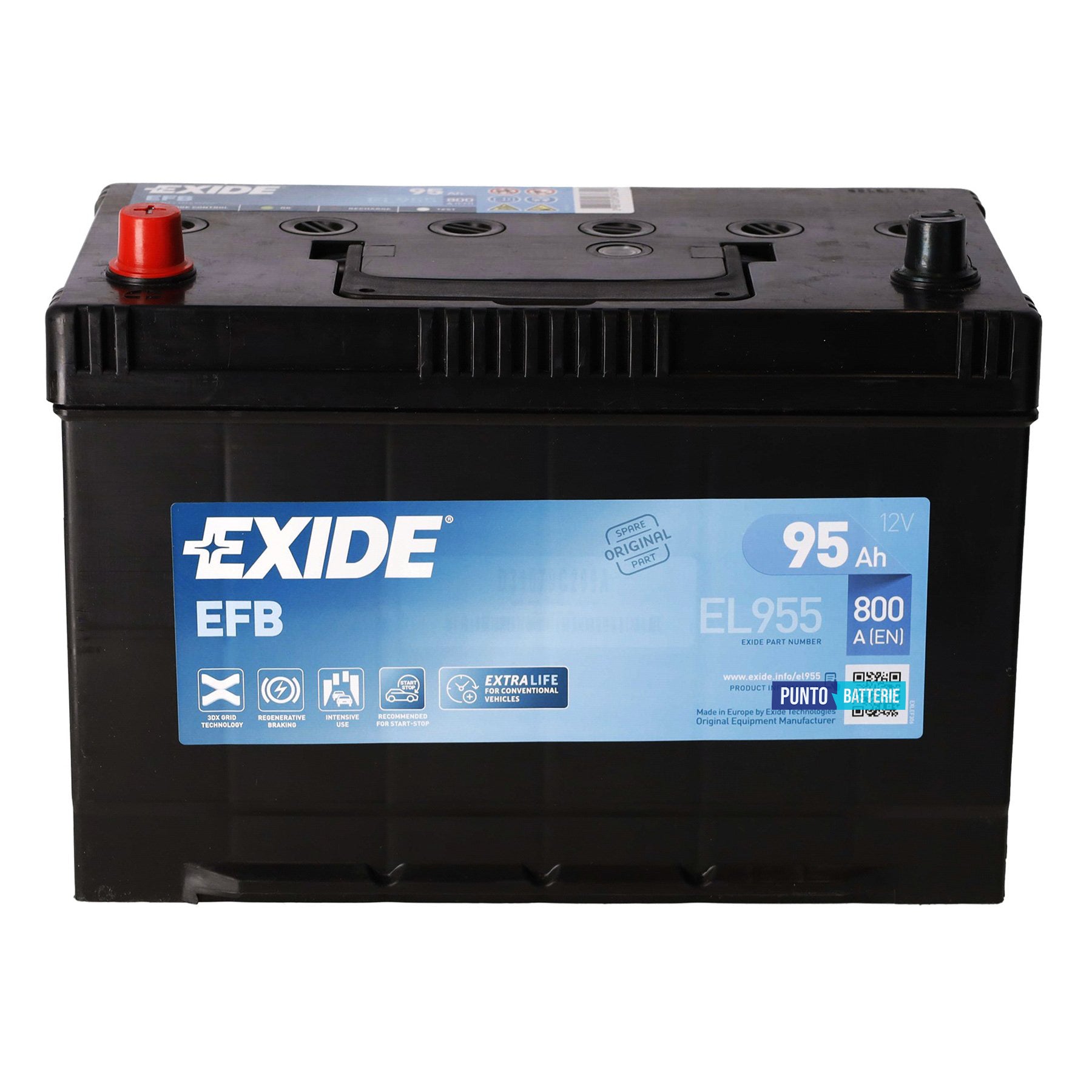 Batteria Exide 80Ah, 12V, 782A, 306x173x222mm, EFB
