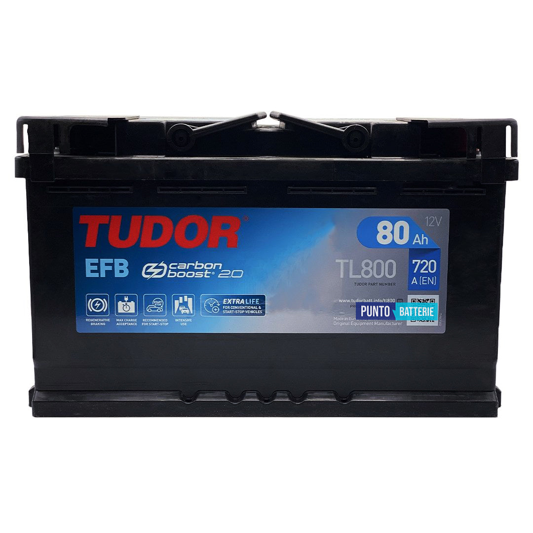 Batteria Tudor 80Ah, 12V, 800A, 315x175x190mm, EFB