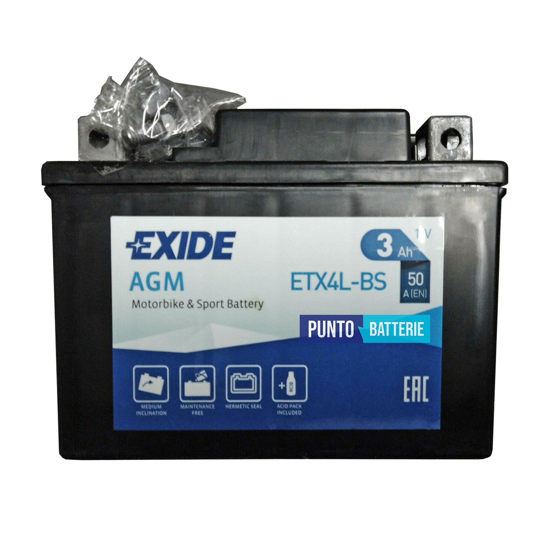 Batteria Exide 3Ah, 12V, 50A , 115x70x85mm