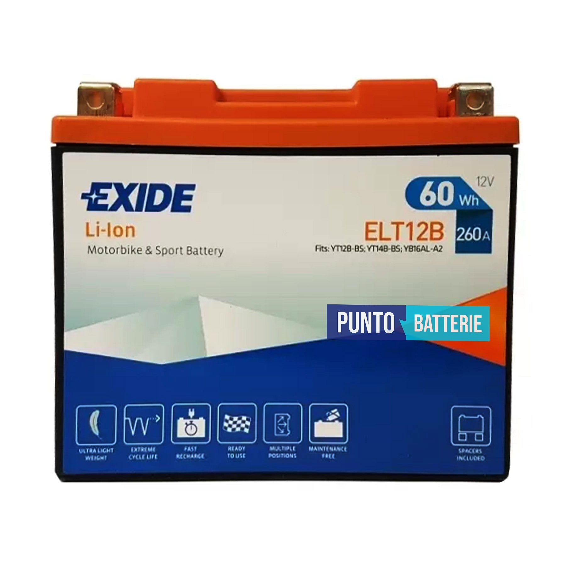 Batteria Exide 5Ah, 12V, 260A , 150x70x130mm