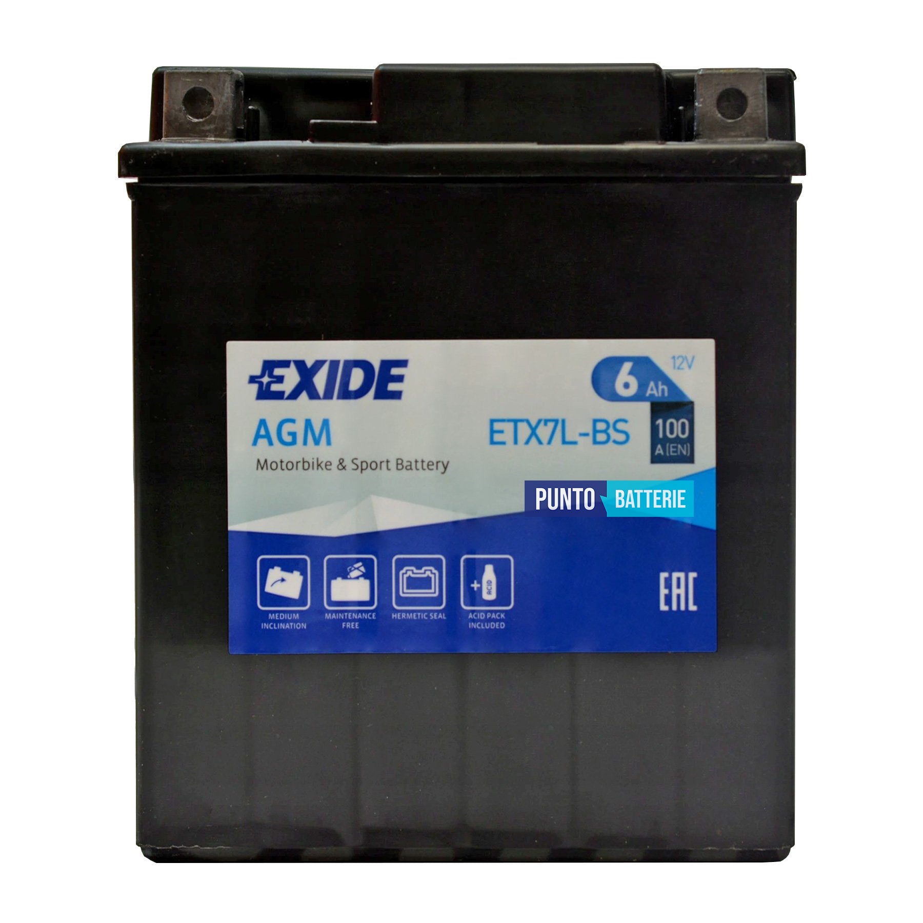 Batteria Exide 6Ah, 12V, 100A , 115x70x130mm