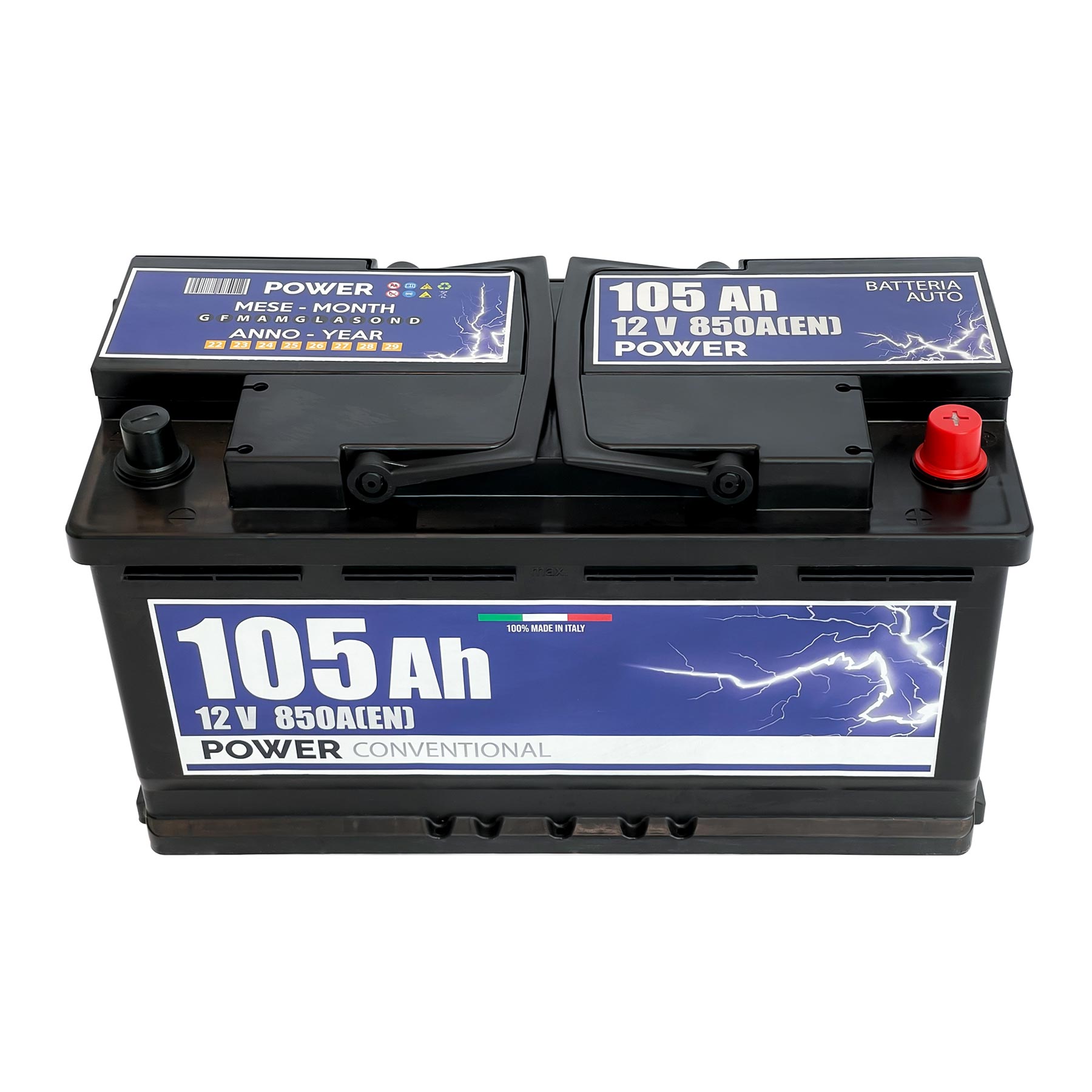 Batteria auto 105ah, 850a, 12v